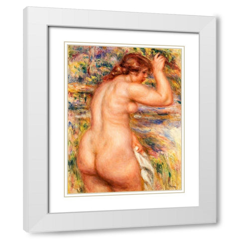 Nude in a Landscape 1917 White Modern Wood Framed Art Print with Double Matting by Renoir, Pierre-Auguste