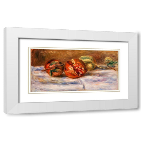 Pomegranates 1910 White Modern Wood Framed Art Print with Double Matting by Renoir, Pierre-Auguste