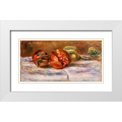 Pomegranates 1910 White Modern Wood Framed Art Print with Double Matting by Renoir, Pierre-Auguste