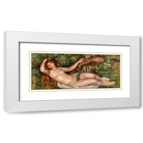 Reclining Nude 1910 White Modern Wood Framed Art Print with Double Matting by Renoir, Pierre-Auguste