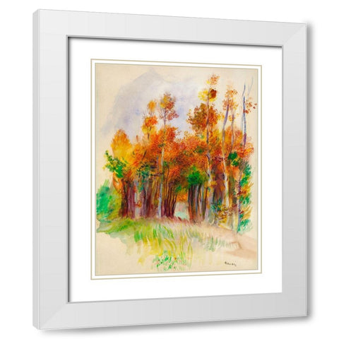 Grove of Trees 1900 White Modern Wood Framed Art Print with Double Matting by Renoir, Pierre-Auguste