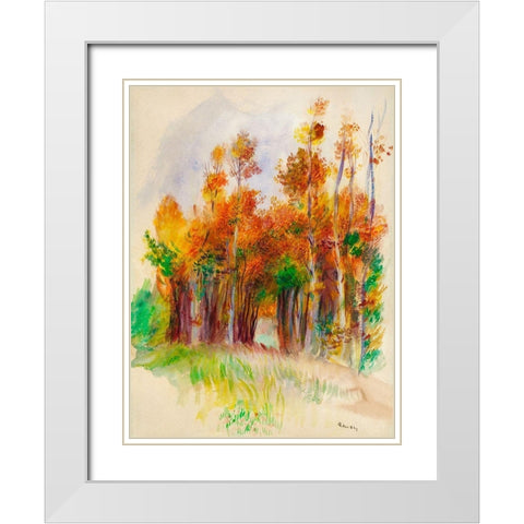 Grove of Trees 1900 White Modern Wood Framed Art Print with Double Matting by Renoir, Pierre-Auguste