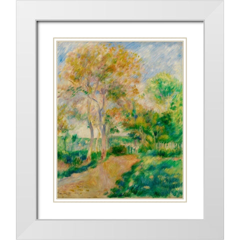 Autumn Landscape 1884 White Modern Wood Framed Art Print with Double Matting by Renoir, Pierre-Auguste