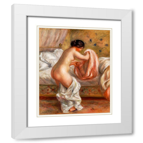 Rising 1909 White Modern Wood Framed Art Print with Double Matting by Renoir, Pierre-Auguste