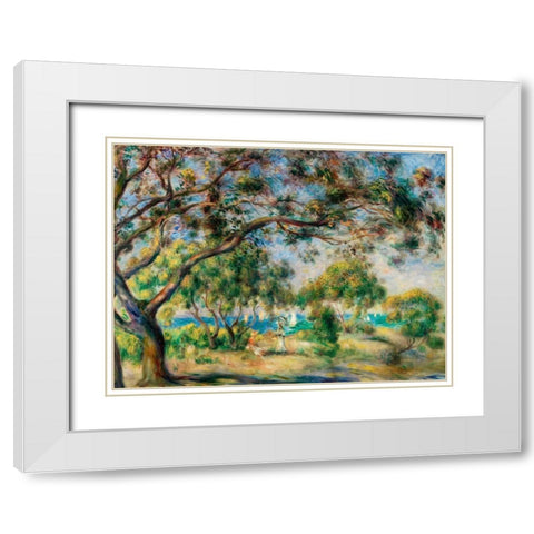 Coastal Scene 1892 White Modern Wood Framed Art Print with Double Matting by Renoir, Pierre-Auguste