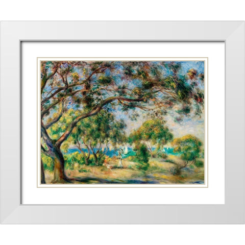 Coastal Scene 1892 White Modern Wood Framed Art Print with Double Matting by Renoir, Pierre-Auguste