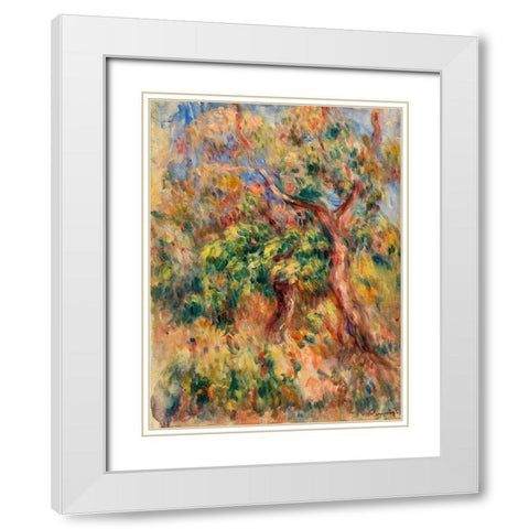 Landscape 1916 White Modern Wood Framed Art Print with Double Matting by Renoir, Pierre-Auguste