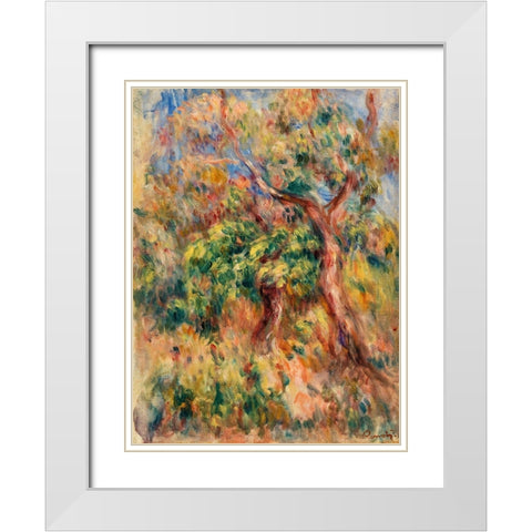 Landscape 1916 White Modern Wood Framed Art Print with Double Matting by Renoir, Pierre-Auguste