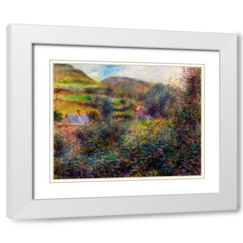 Environs of Berneval 1879 White Modern Wood Framed Art Print with Double Matting by Renoir, Pierre-Auguste