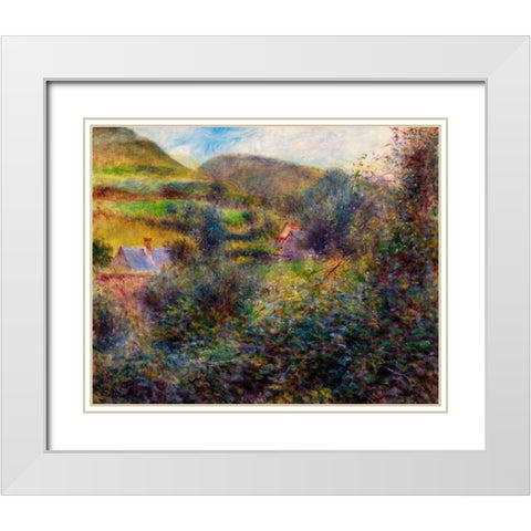 Environs of Berneval 1879 White Modern Wood Framed Art Print with Double Matting by Renoir, Pierre-Auguste