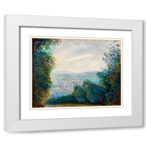 The Auvers Valley on the Oise River 1884 White Modern Wood Framed Art Print with Double Matting by Renoir, Pierre-Auguste