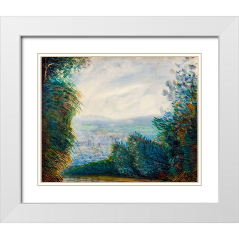 The Auvers Valley on the Oise River 1884 White Modern Wood Framed Art Print with Double Matting by Renoir, Pierre-Auguste