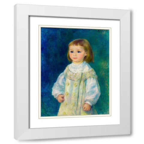 Lucie Berard Child in White 1883 White Modern Wood Framed Art Print with Double Matting by Renoir, Pierre-Auguste