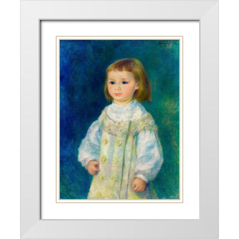 Lucie Berard Child in White 1883 White Modern Wood Framed Art Print with Double Matting by Renoir, Pierre-Auguste