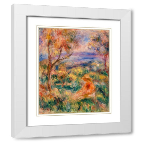 Seated Woman with Sea in the Distance 1917 White Modern Wood Framed Art Print with Double Matting by Renoir, Pierre-Auguste