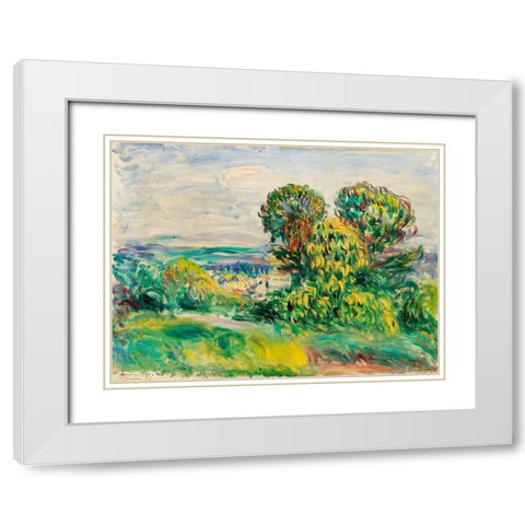 Landscape 1890 White Modern Wood Framed Art Print with Double Matting by Renoir, Pierre-Auguste