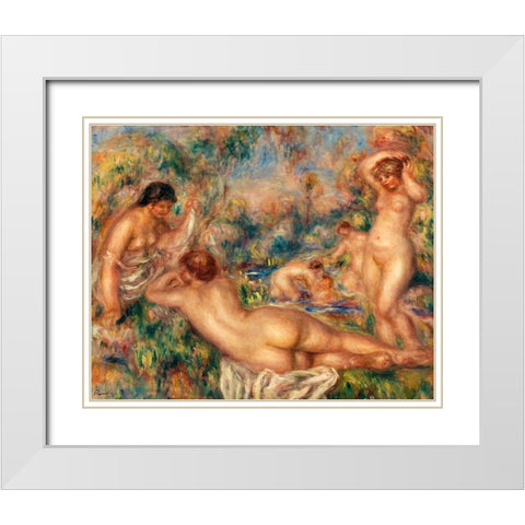 Bathers 1918 White Modern Wood Framed Art Print with Double Matting by Renoir, Pierre-Auguste