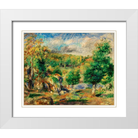 Chestnut Trees, Pont-Aven 1892 White Modern Wood Framed Art Print with Double Matting by Renoir, Pierre-Auguste