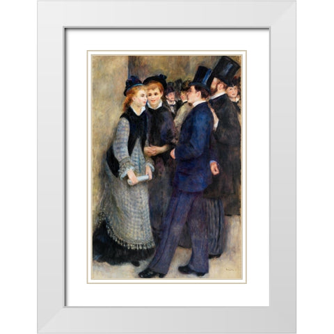 Leaving the Conservatory White Modern Wood Framed Art Print with Double Matting by Renoir, Pierre-Auguste