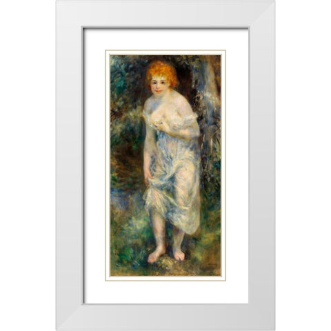 The Source 1875 White Modern Wood Framed Art Print with Double Matting by Renoir, Pierre-Auguste
