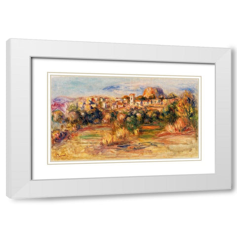 Landscape, La Gaude 1910 White Modern Wood Framed Art Print with Double Matting by Renoir, Pierre-Auguste