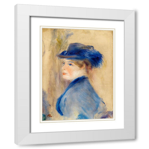 Bust of a Woman 1875 White Modern Wood Framed Art Print with Double Matting by Renoir, Pierre-Auguste