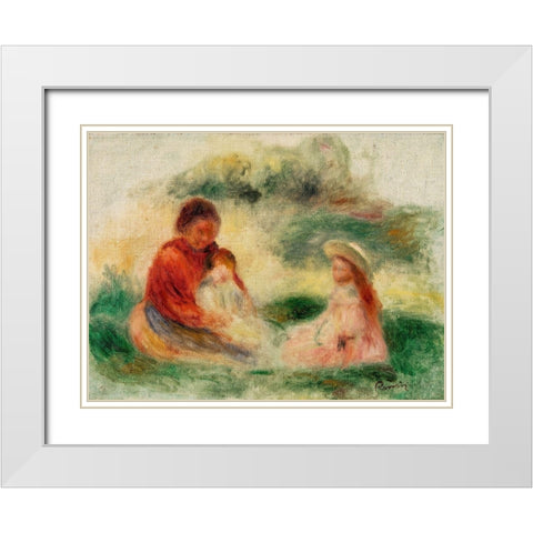 Young Family White Modern Wood Framed Art Print with Double Matting by Renoir, Pierre-Auguste