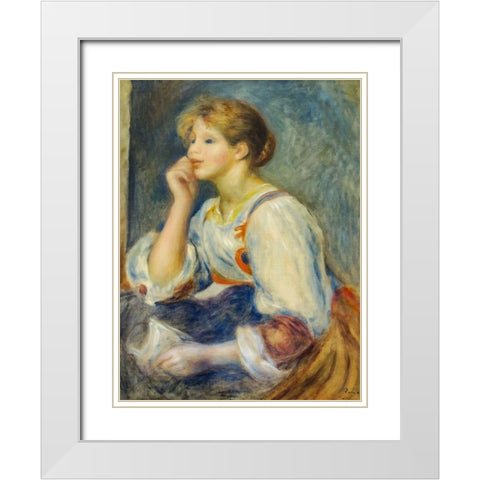Woman with a letter White Modern Wood Framed Art Print with Double Matting by Renoir, Pierre-Auguste