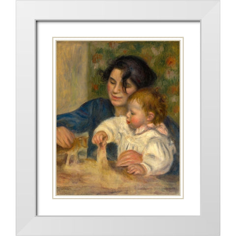 Gabrielle and Jean White Modern Wood Framed Art Print with Double Matting by Renoir, Pierre-Auguste