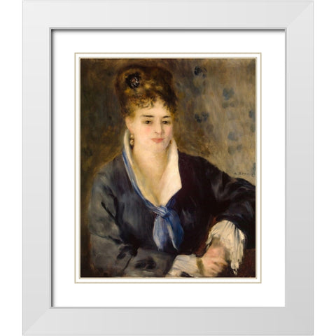 Woman in Black White Modern Wood Framed Art Print with Double Matting by Renoir, Pierre-Auguste