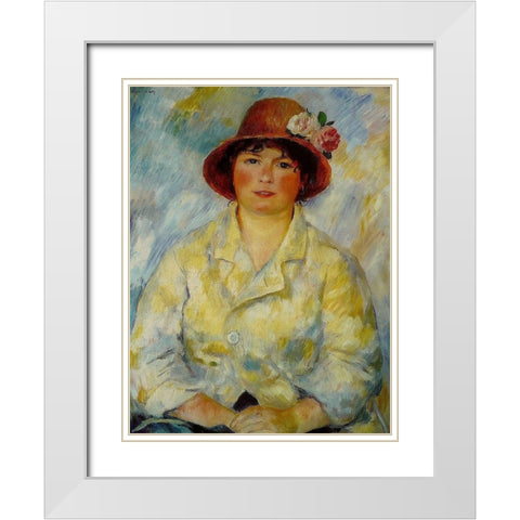 Portrait of Madame Renoir White Modern Wood Framed Art Print with Double Matting by Renoir, Pierre-Auguste