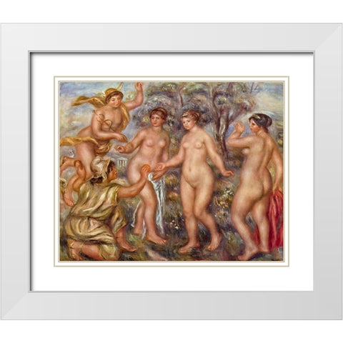 The Judgment of Paris White Modern Wood Framed Art Print with Double Matting by Renoir, Pierre-Auguste