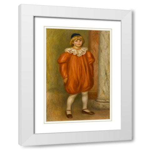 Claude Renoir in Clown Costume White Modern Wood Framed Art Print with Double Matting by Renoir, Pierre-Auguste