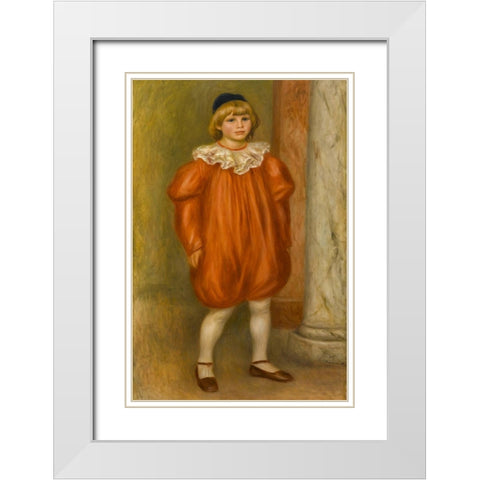 Claude Renoir in Clown Costume White Modern Wood Framed Art Print with Double Matting by Renoir, Pierre-Auguste