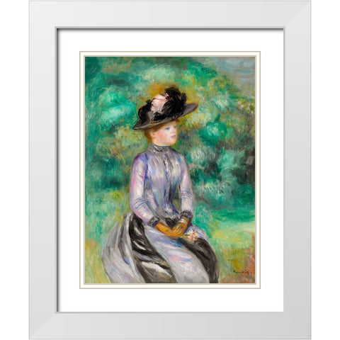 Adrienne White Modern Wood Framed Art Print with Double Matting by Renoir, Pierre-Auguste