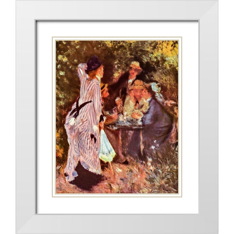 In the garden - Under the arbor White Modern Wood Framed Art Print with Double Matting by Renoir, Pierre-Auguste