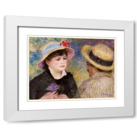Boating Couple White Modern Wood Framed Art Print with Double Matting by Renoir, Pierre-Auguste