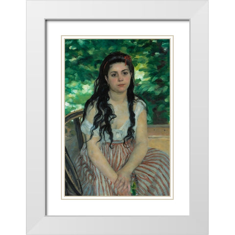 Summer White Modern Wood Framed Art Print with Double Matting by Renoir, Pierre-Auguste