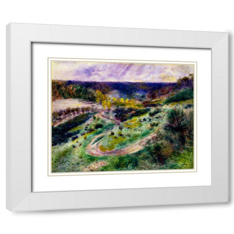 Road at Wargemont White Modern Wood Framed Art Print with Double Matting by Renoir, Pierre-Auguste
