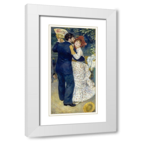 Country Dance White Modern Wood Framed Art Print with Double Matting by Renoir, Pierre-Auguste