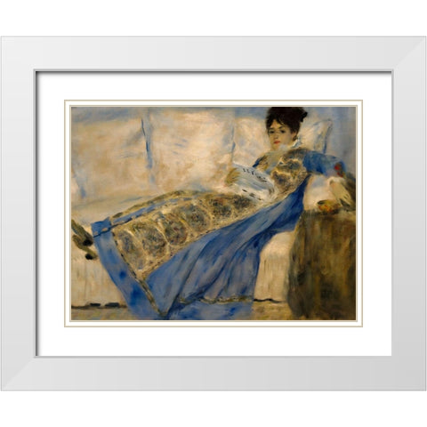 Madame Claude Monet White Modern Wood Framed Art Print with Double Matting by Renoir, Pierre-Auguste