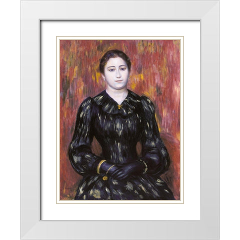 Portrait of Mme. Paulin White Modern Wood Framed Art Print with Double Matting by Renoir, Pierre-Auguste