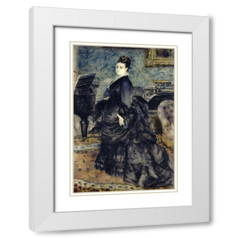 Portrait of a Woman, Mme Georges Hartmann White Modern Wood Framed Art Print with Double Matting by Renoir, Pierre-Auguste