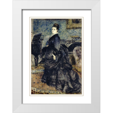 Portrait of a Woman, Mme Georges Hartmann White Modern Wood Framed Art Print with Double Matting by Renoir, Pierre-Auguste