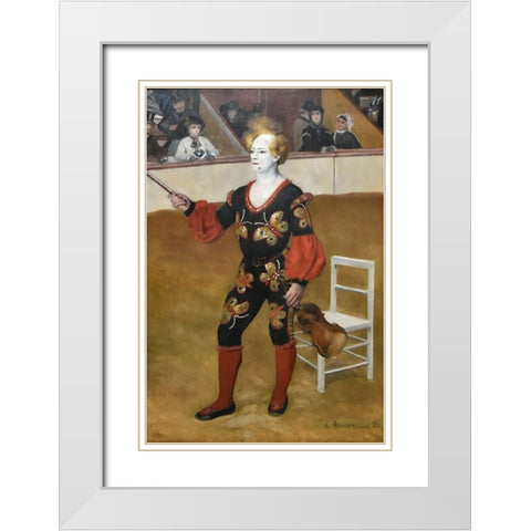 The clown White Modern Wood Framed Art Print with Double Matting by Renoir, Pierre-Auguste