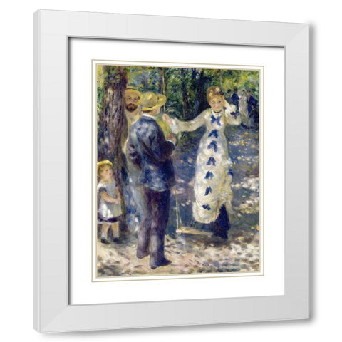 The Swing White Modern Wood Framed Art Print with Double Matting by Renoir, Pierre-Auguste