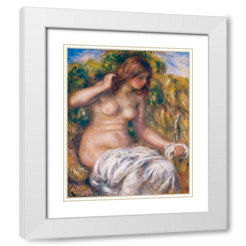 Woman by Spring White Modern Wood Framed Art Print with Double Matting by Renoir, Pierre-Auguste