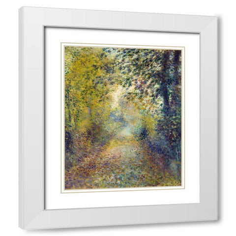 In the Woods White Modern Wood Framed Art Print with Double Matting by Renoir, Pierre-Auguste
