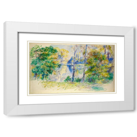 View of a Park White Modern Wood Framed Art Print with Double Matting by Renoir, Pierre-Auguste