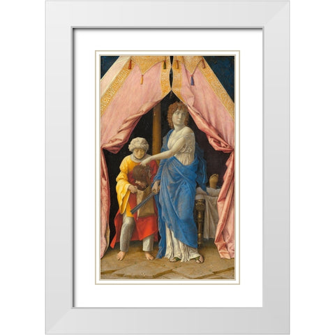 Judith with the Head of Holofernes White Modern Wood Framed Art Print with Double Matting by Mantegna, Andrea